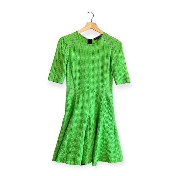 RAG & BONE Green Niki pointelle laddered-jersey fit and flare mini‎ dress SIZE 2 - Picture 1 of 15